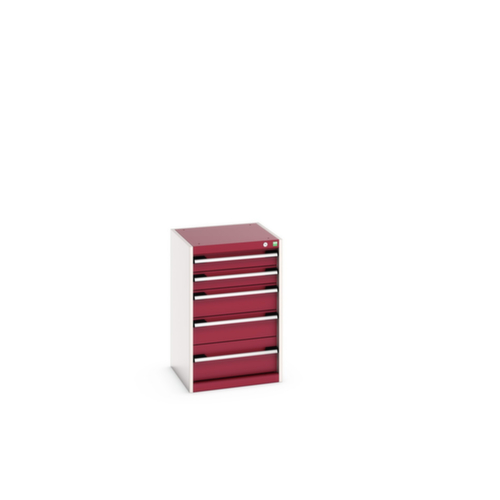 bott Armoire à tiroirs cubio surface de base 525x525 mm, 5 tiroir(s), RAL7035 gris clair/RAL3004 rouge pourpre
