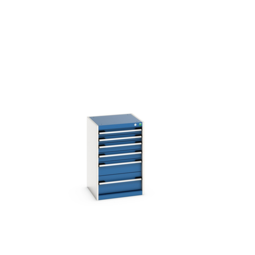 bott Armoire à tiroirs cubio surface de base 525x525 mm, 6 tiroir(s), RAL7035 gris clair/RAL5010 bleu gentiane