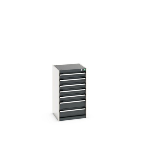 bott Armoire à tiroirs cubio surface de base 525x525 mm, 7 tiroir(s), RAL7035 gris clair/RAL7016 gris anthracite