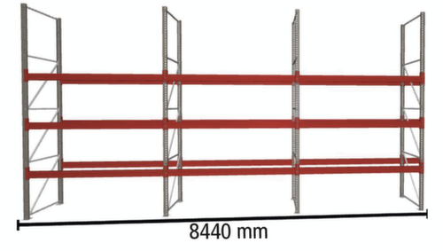 META Rayonnage à palettes MULTIPAL pour 36 palettes, largeur 8440 mm, 4 niveaux de stockage