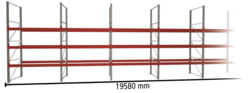 META Rayonnage à palettes MULTIPAL pour 84 palettes, largeur 19580 mm, 4 niveaux de stockage
