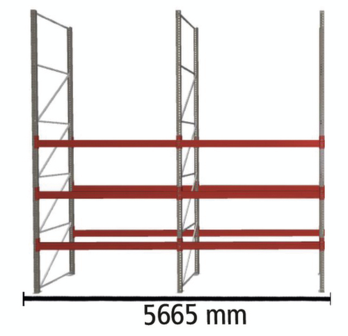 META Rayonnage à palettes MULTIPAL pour 24 palettes, largeur 5665 mm, 4 niveaux de stockage
