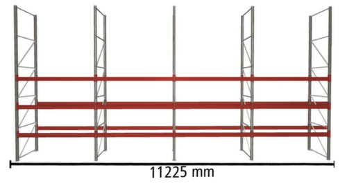 META Rayonnage à palettes MULTIPAL pour 48 palettes, largeur 11225 mm, 4 niveaux de stockage