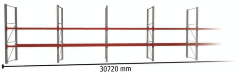 META Rayonnage à palettes MULTIPAL pour 66 palettes, largeur 30720 mm, 3 niveaux de stockage