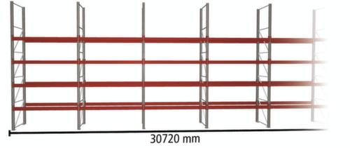 META Rayonnage à palettes MULTIPAL pour 110 palettes, largeur 30720 mm, 5 niveaux de stockage