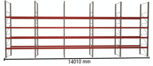 META Rayonnage à palettes MULTIPAL pour 75 palettes, largeur 14010 mm, 5 niveaux de stockage