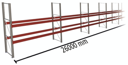 META Rayonnage à palettes MULTIPAL pour 84 palettes, largeur 26000 mm, 3 niveaux de stockage