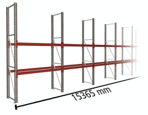 META Rayonnage à palettes MULTIPAL pour 24 palettes, largeur 15365 mm, 3 niveaux de stockage