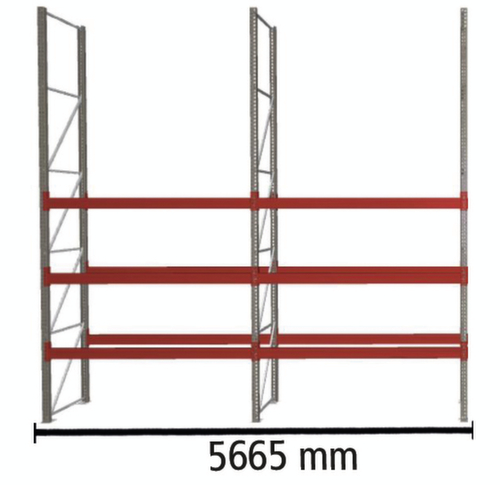META Rayonnage à palettes MULTIPAL pour 16 palettes, largeur 5665 mm, 4 niveaux de stockage