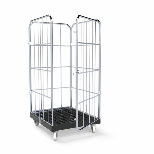 Bac sur roulettes BASICline avec 3 parois et porte, force 500 kg, longueur x largeur 845 x 724 mm