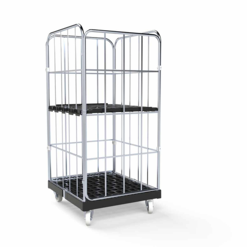 Bac sur roulettes BASICline avec 3 parois et porte, force 500 kg, longueur x largeur 845 x 724 mm