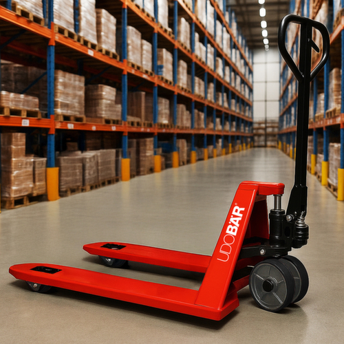 UDOBÄR Transpalette, 2500 kg force, polyuréthane/nylon