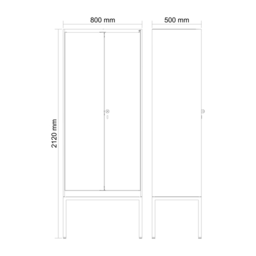 C+P armoire vestiaire noir et blanc Evolo PLUS avec double compartiment, largeur de compartiment 400 mm