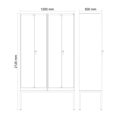C+P armoire vestiaire noir et blanc Evolo PLUS avec double compartiment, largeur de compartiment 300 mm