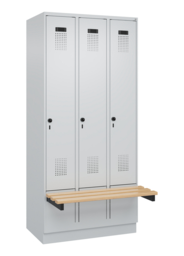 C+P Armoire vestiaire Evolo PLUS avec banc suspendu, largeur de compartiment 300 mm