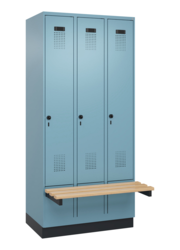 C+P Armoire vestiaire Evolo PLUS avec banc suspendu, largeur de compartiment 300 mm