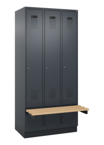 C+P Armoire vestiaire Evolo PLUS avec banc suspendu, largeur de compartiment 300 mm