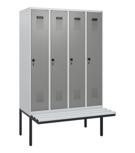C+P Armoire vestiaire Evolo PLUS avec banc suspendu, largeur de compartiment 300 mm