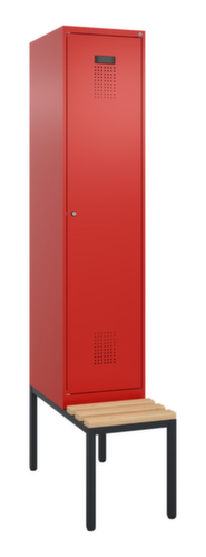 C+P armoire vestiaire en noir et blanc Evolo PLUS avec banc, largeur de compartiment 400 mm