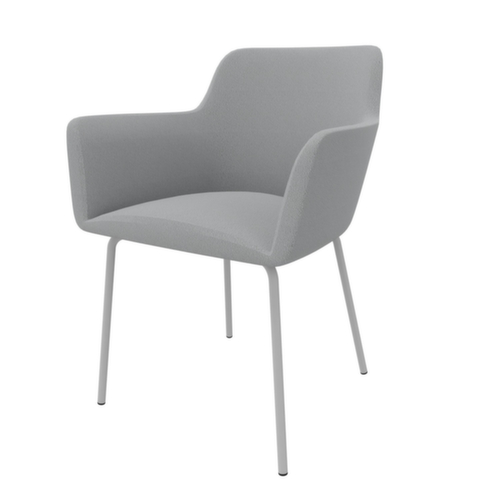 Quadrifoglio Siège visiteur City avec accoudoirs, assise gris clair, piètement 4 pieds