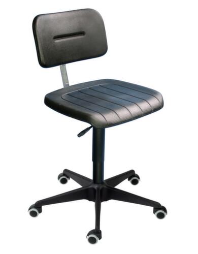 Siège d'atelier ESD, assise mousse PU avec renfort en acier noir, avec roulettes
