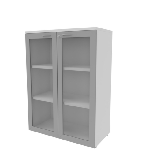Quadrifoglio Armoire à portes vitrées Practika, 3 hauteurs des classeurs, corps blanc