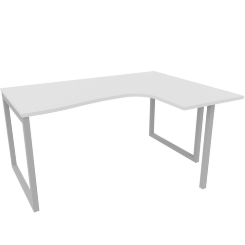 Quadrifoglio Bureau d'angle Practika, Piètem. semelles, largeur 1600 mm, blanc/alu