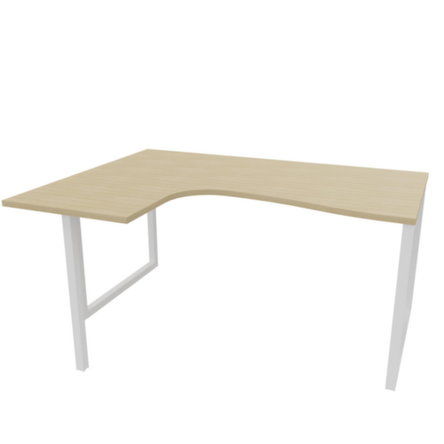 Quadrifoglio Bureau d'angle Practika, Piètem. semelles, largeur 1600 mm, chêne/blanc