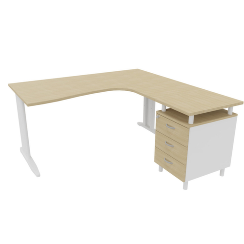 Quadrifoglio Ensemble de bureaux Practika avec 1 bureau, 1 caisson à poser