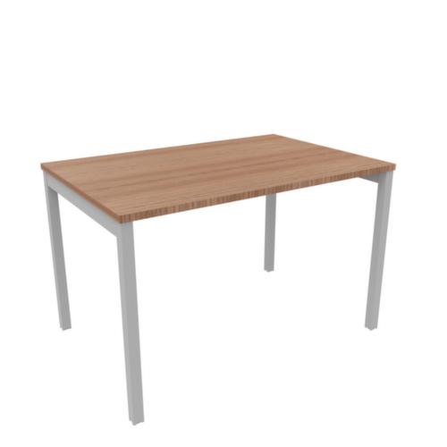 Quadrifoglio Bureau Practika avec piètement 4 pieds, largeur x profondeur 1200 x 800 mm, plaque noyer Canaletto