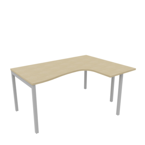 Quadrifoglio Bureau d'angle Practika, piètement 4 pieds, largeur 1600 mm, chêne/alu