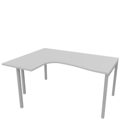 Quadrifoglio Bureau d'angle Practika, piètement 4 pieds, largeur 1600 mm, gris/alu