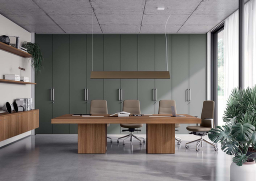 Quadrifoglio Table de conférence T45 avec piètement cubique, largeur x profondeur 1400 x 1400 mm, panneau orme