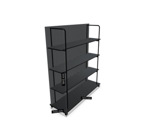 .mdd rayonnage mobile TANCA, largeur 1600 mm, RAL9005 noir foncé