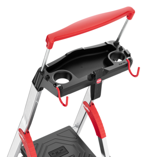 Hailo Escabeau utilisation d'un côté TopLine L100 avec étrier de sécurité extensible, 4 marches en tôle striée ultra profondes