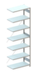 META Panneau d'extension pour le rayonnage sans CLIP vis, hauteur x largeur x profondeur 3000 x 1306 x 536 mm, 7 tablettes