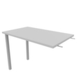 Quadrifoglio Table de rallonge Practika pour bureau avec piètement 4 pieds, largeur x profondeur 1000 x 600 mm, plaque gris