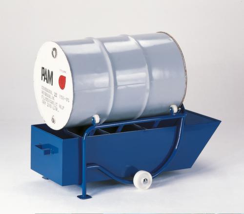 Support deRollcart  déversement de fûts avec bac à huile de 208 l et support à rouleaux,pour 1 fût de 200 litres  L