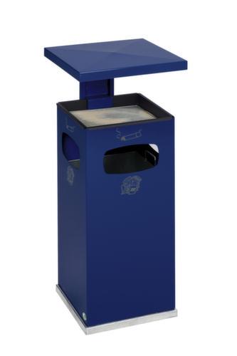 Cendrier poubelle avec 3 ouvertures d'introduction, bleu gentiane  L