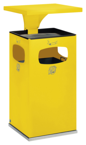 Cendrier poubelle avec 3 ouvertures d'introduction, jaune  L