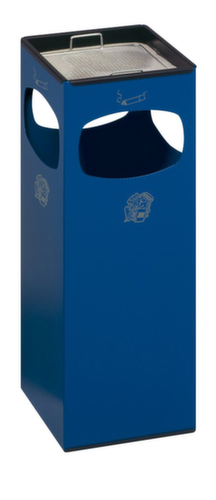 VAR Cendrier poubelle avec 4 ouvertures d'introduction, bleu  L