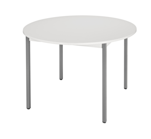 Table polyvalente ronde tube carré, Ø 1100 mm, panneau gris clair