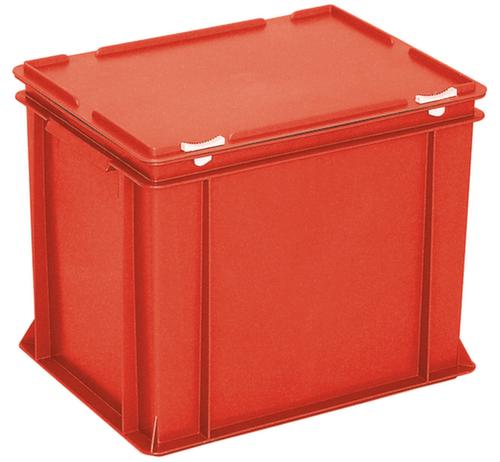 Conteneur Euronom avec couvercle à charnière, rouge, HxLxl 335x400x300 mm