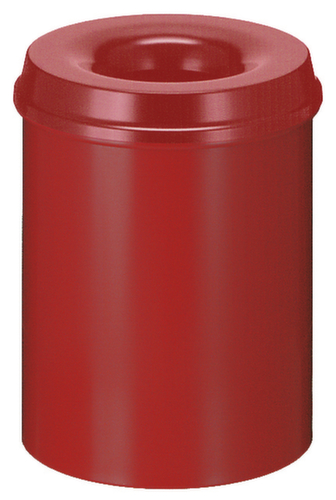 Corbeille à papier autoextinguible en acier, 15 l, rouge, partie supérieure rouge  L