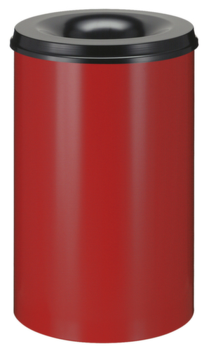 Corbeille à papier autoextinguible en acier, 110 l, rouge, partie supérieure noir  L