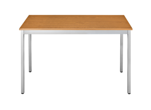 Table polyvalente rectangulaire en tube carré, largeur x profondeur 1800 x 800 mm, panneau cerisier