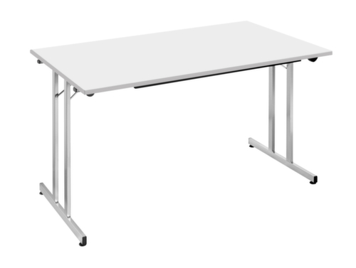 Table pliante polyvalente gerbable, largeur x profondeur 1400 x 700 mm, panneau gris clair
