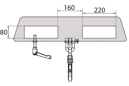 Bauer Crochet porte-charge LH-II avec 2 fourreaux de fourche, force 5000 kg, avec revêtement en zinc anti-corrosion  L