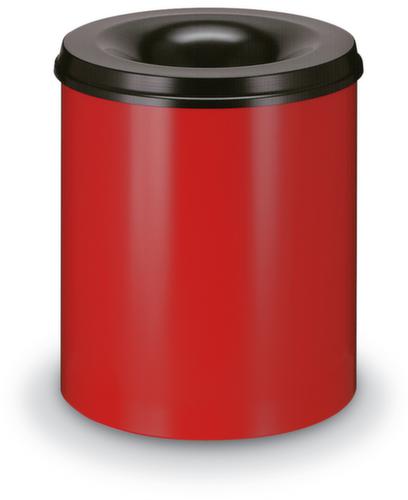 Corbeille à papier autoextinguible en acier, 50 l, rouge, partie supérieure noir  L
