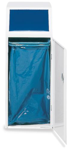 VAR Collecteur de déchets recyclables avec porte d'entrée, 69 l, RAL9016 blanc signalisation, couvercle bleu